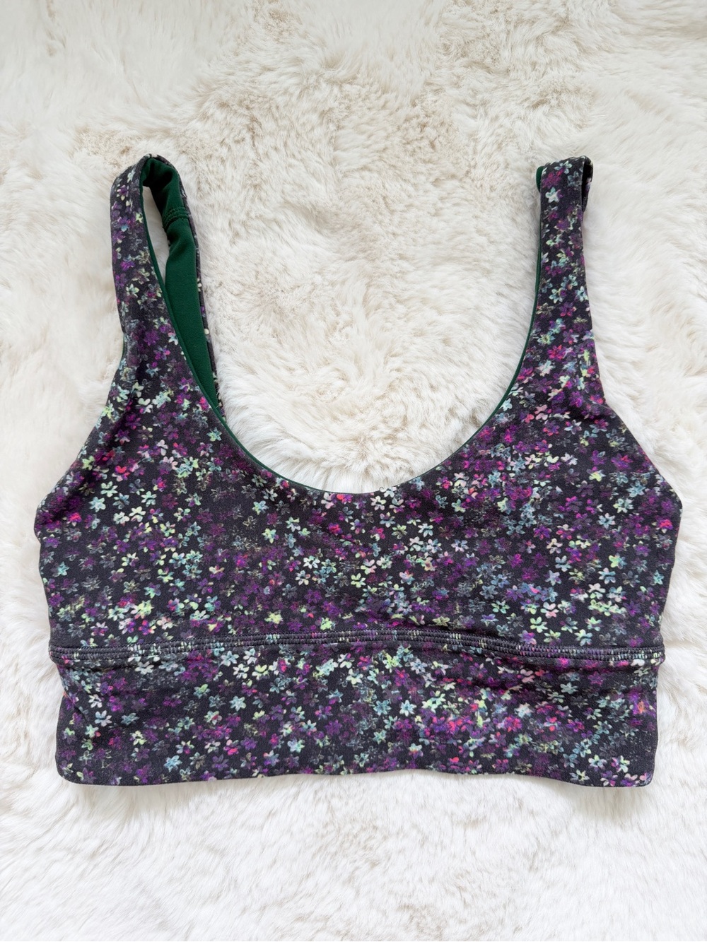 Lululemon Floral Scoop Neck Reversible Sports Bra 4 - Green Multi